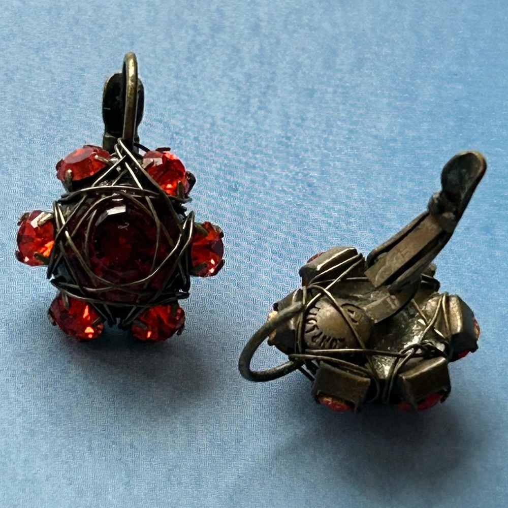 KONPLOTT By Miranda Konstantinidou Red Crystal, Leverback Earrings - Picture 4 of 7